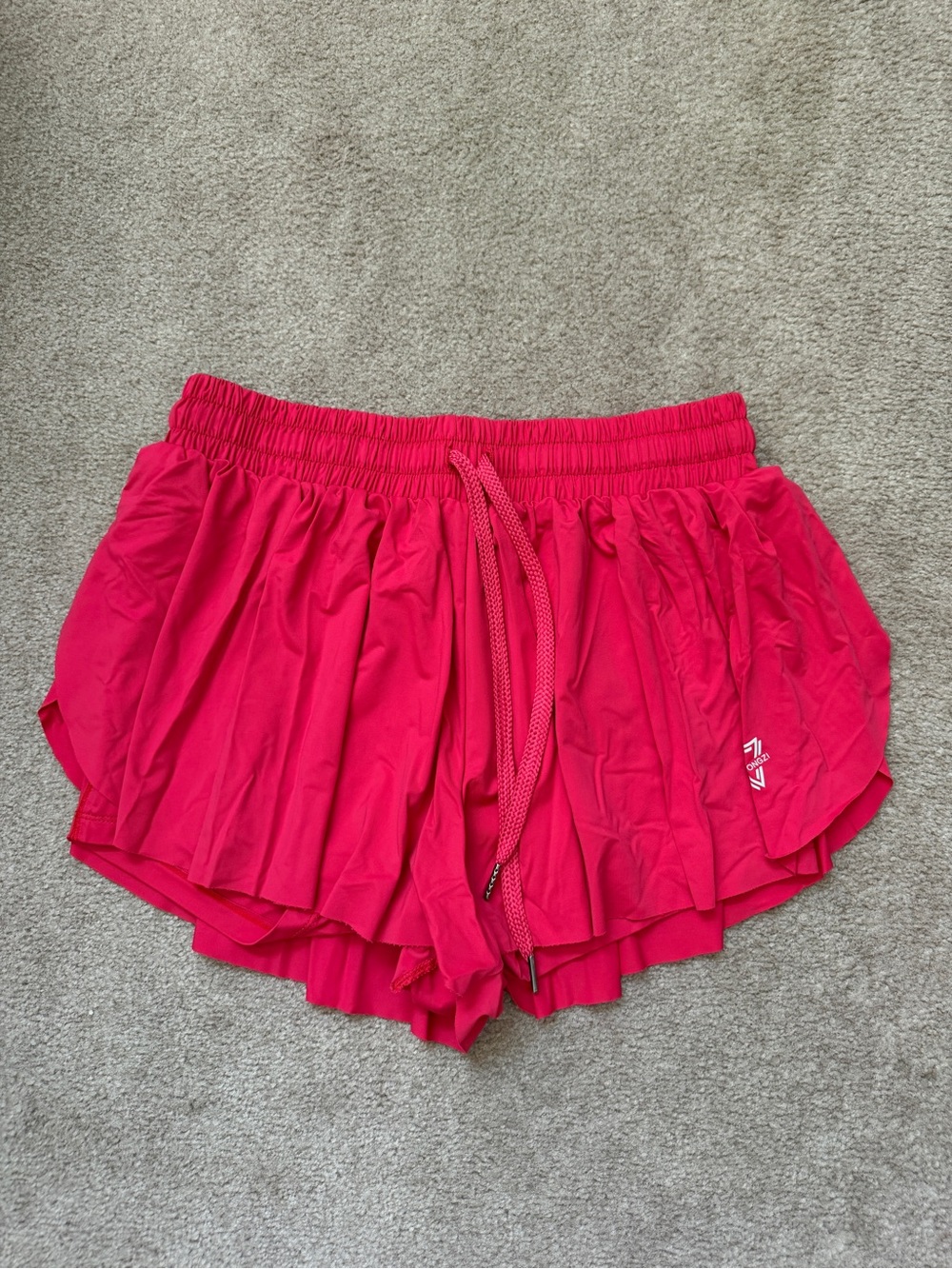 Women's Red Flowy Athletic Shorts with Drawstring